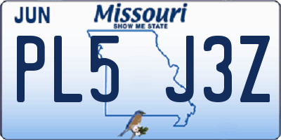 MO license plate PL5J3Z
