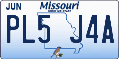 MO license plate PL5J4A