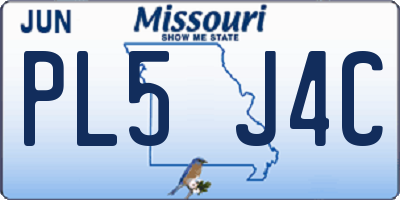 MO license plate PL5J4C