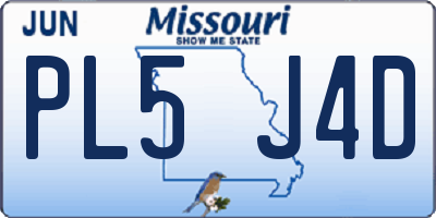 MO license plate PL5J4D