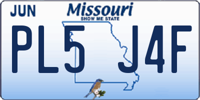 MO license plate PL5J4F