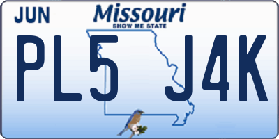 MO license plate PL5J4K