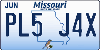MO license plate PL5J4X