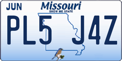 MO license plate PL5J4Z