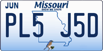 MO license plate PL5J5D