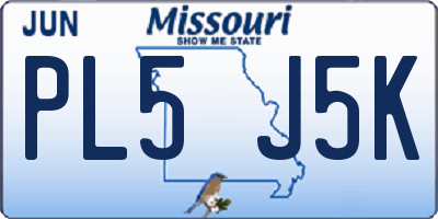 MO license plate PL5J5K