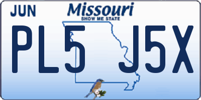 MO license plate PL5J5X