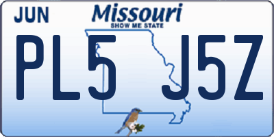 MO license plate PL5J5Z