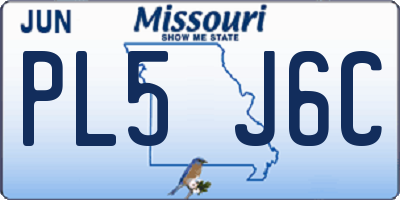 MO license plate PL5J6C