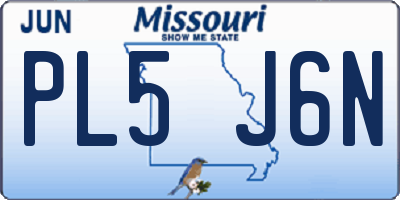 MO license plate PL5J6N