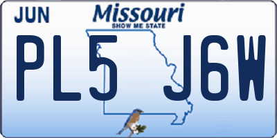 MO license plate PL5J6W