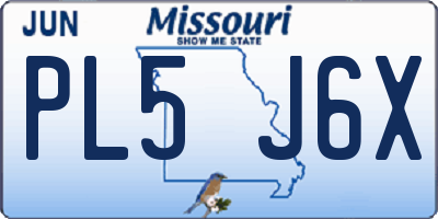 MO license plate PL5J6X