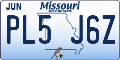 MO license plate PL5J6Z