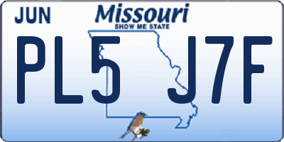 MO license plate PL5J7F