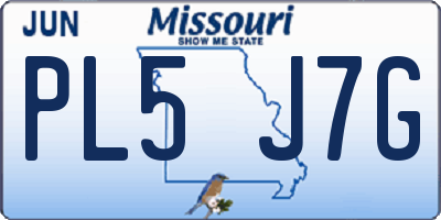 MO license plate PL5J7G