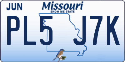 MO license plate PL5J7K