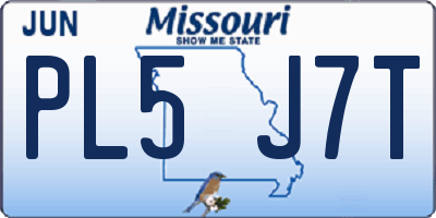 MO license plate PL5J7T