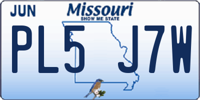 MO license plate PL5J7W