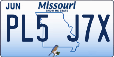 MO license plate PL5J7X