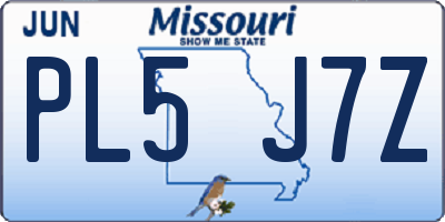 MO license plate PL5J7Z