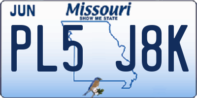 MO license plate PL5J8K