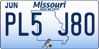 MO license plate PL5J8O