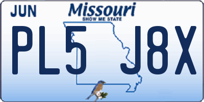 MO license plate PL5J8X