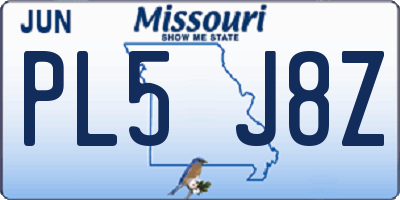 MO license plate PL5J8Z