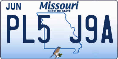 MO license plate PL5J9A