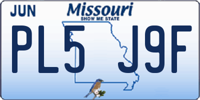 MO license plate PL5J9F