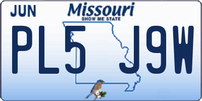 MO license plate PL5J9W