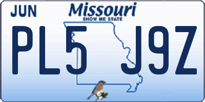 MO license plate PL5J9Z