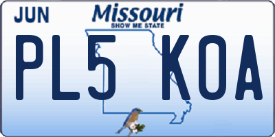 MO license plate PL5K0A