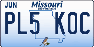 MO license plate PL5K0C