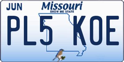 MO license plate PL5K0E