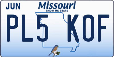 MO license plate PL5K0F
