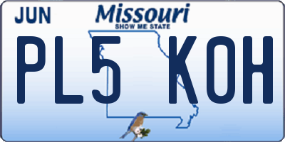 MO license plate PL5K0H