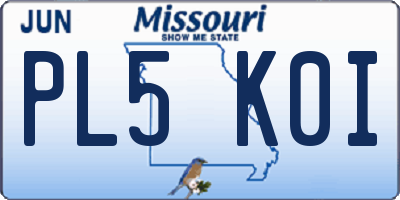 MO license plate PL5K0I