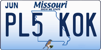 MO license plate PL5K0K