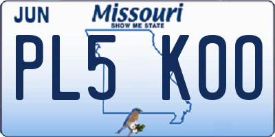 MO license plate PL5K0O