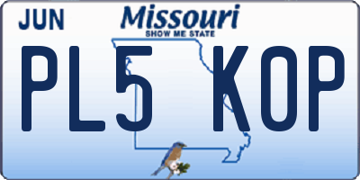 MO license plate PL5K0P