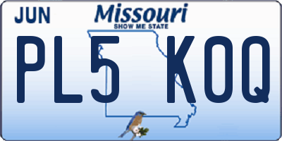 MO license plate PL5K0Q