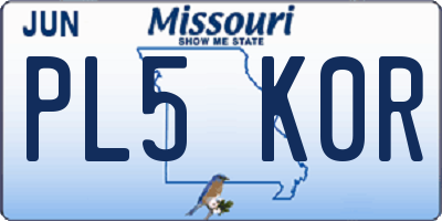 MO license plate PL5K0R