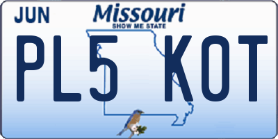 MO license plate PL5K0T