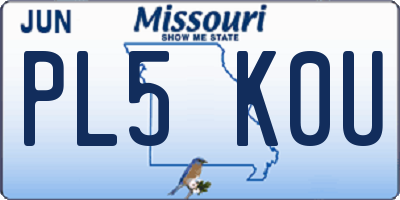 MO license plate PL5K0U