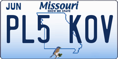 MO license plate PL5K0V