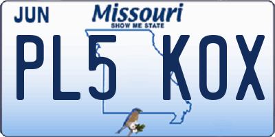 MO license plate PL5K0X