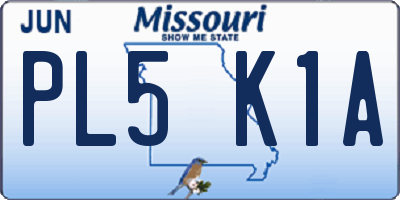 MO license plate PL5K1A