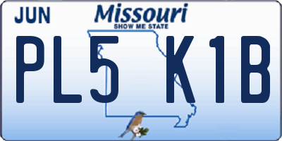 MO license plate PL5K1B