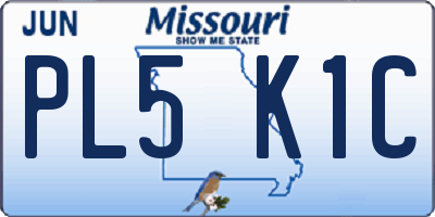MO license plate PL5K1C